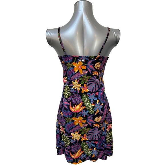 Vans Tropical Floral Slip Mini Dress Women's Size XS Black Multicolor - Picture 2 of 4
